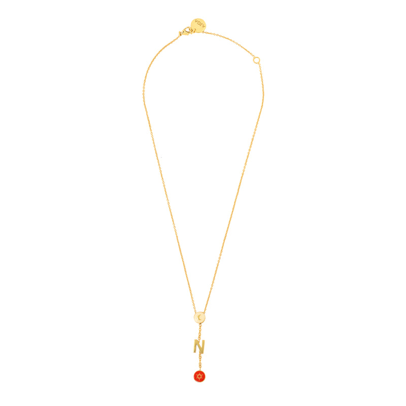 Sun & moon initial neckchain