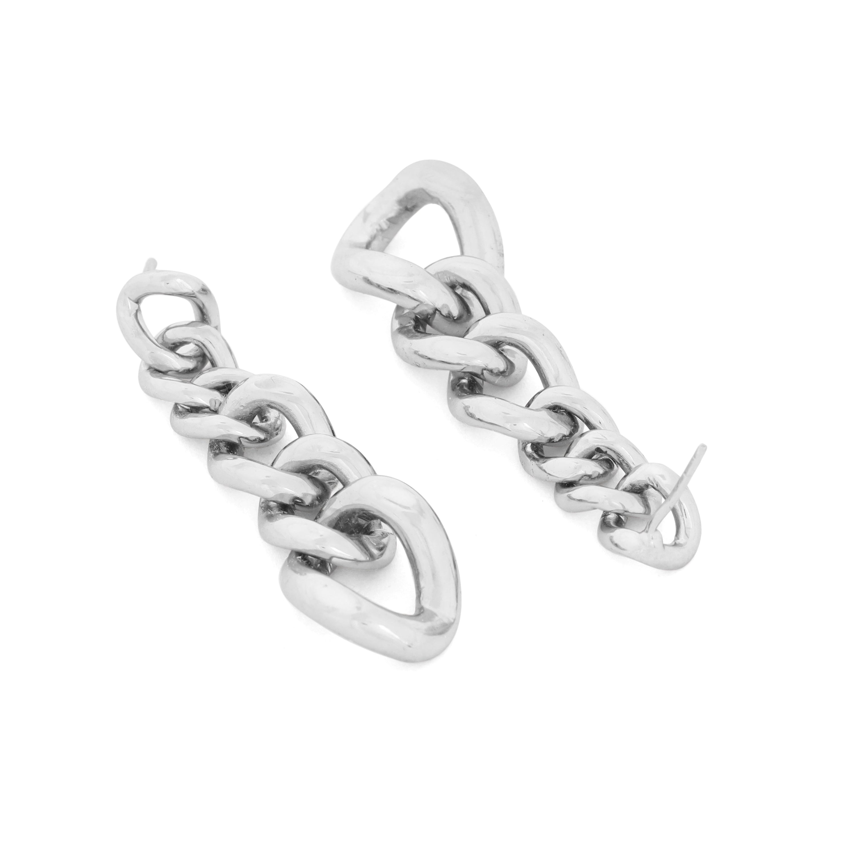 Vault Chain Earrings - White Gold