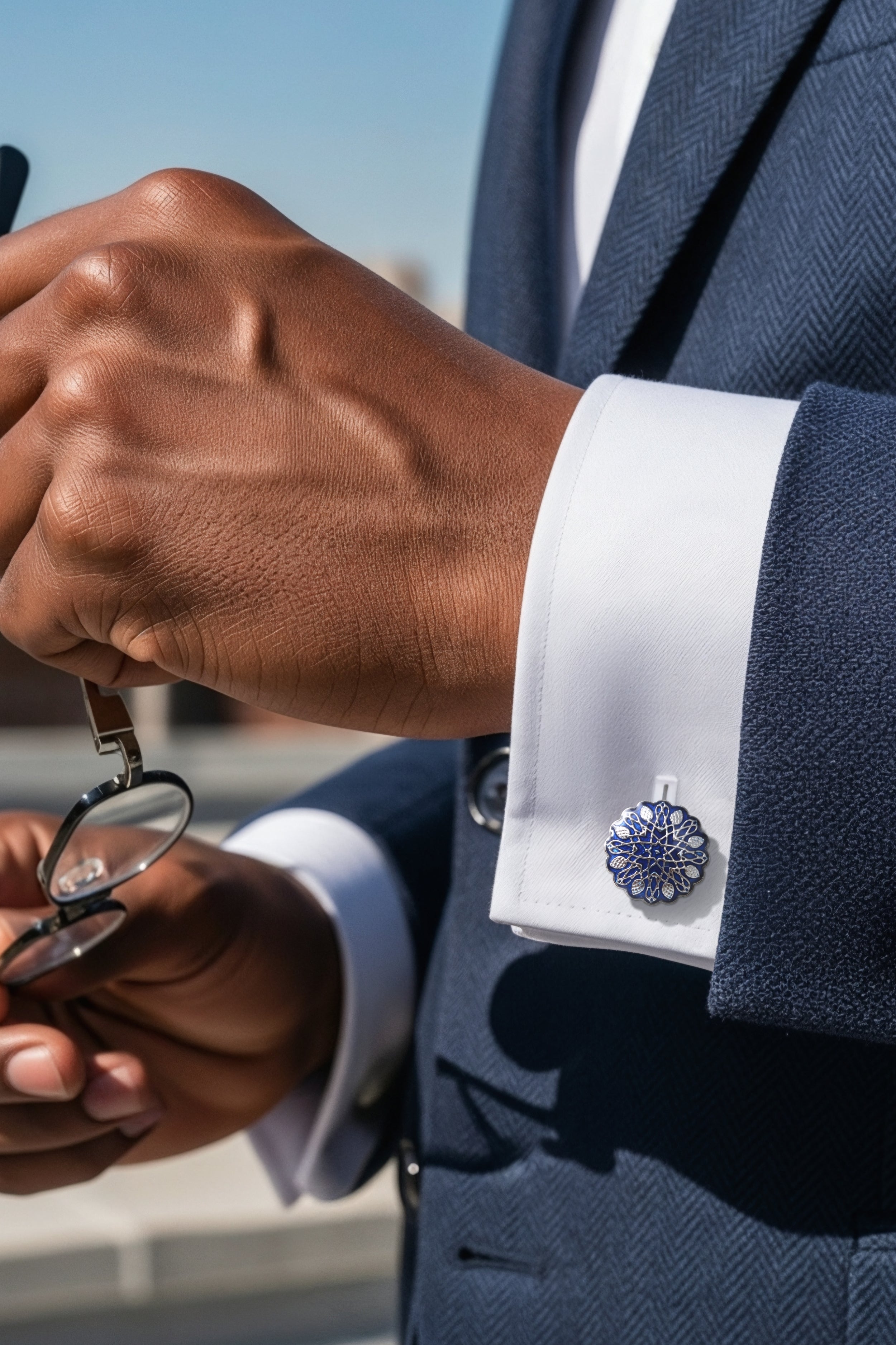 Mughal Cufflinks - White Gold