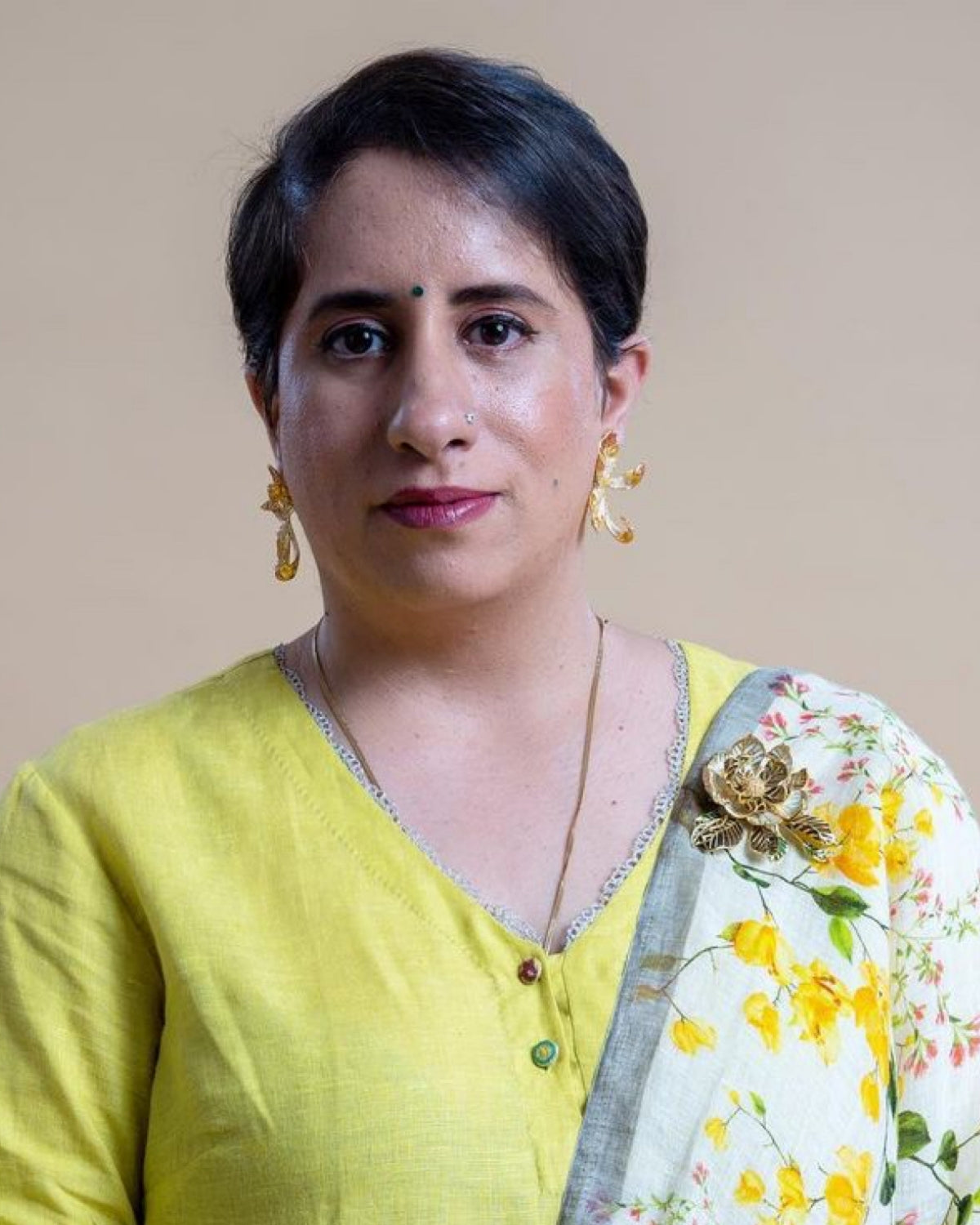 Guneet Monga in Orchid Earrings