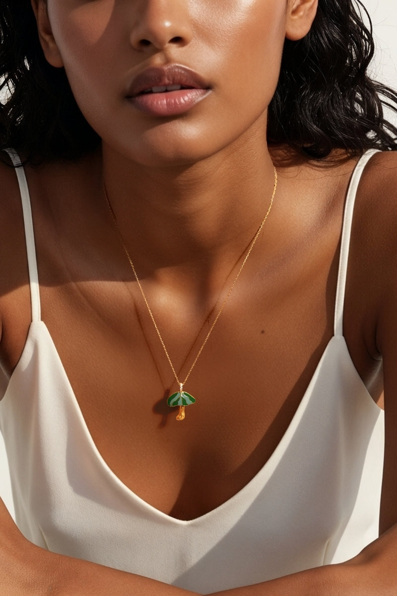 Mushroon Necklace - Green & Turquoise