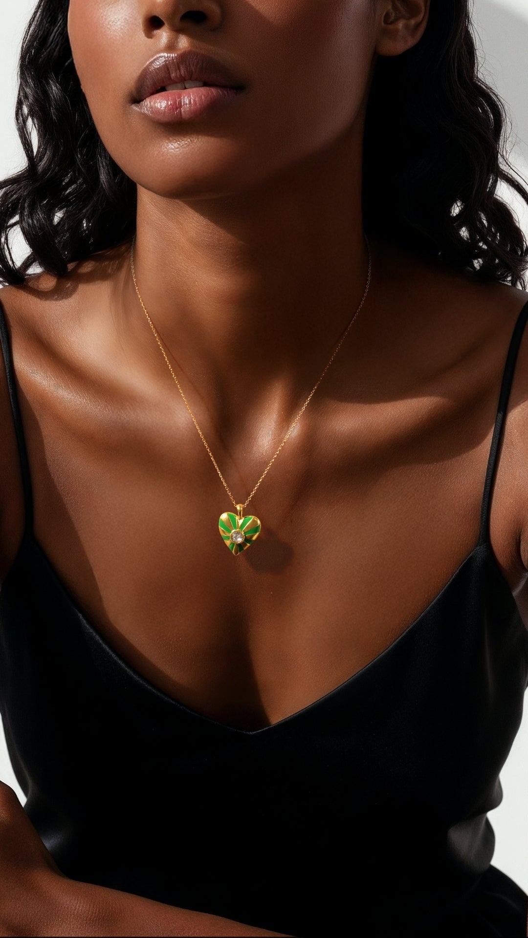 Heart Stripe Necklace - Green