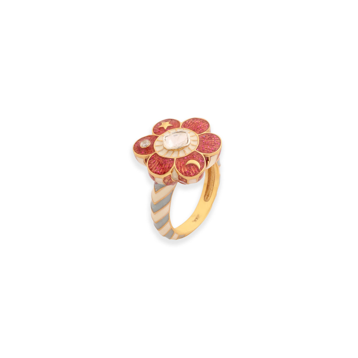 Pomelia Chand Sitara Ring - Pink