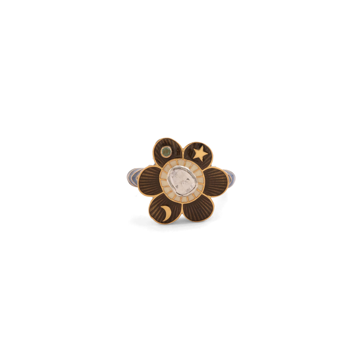 Pomelia Chand Sitara Ring - Smoky