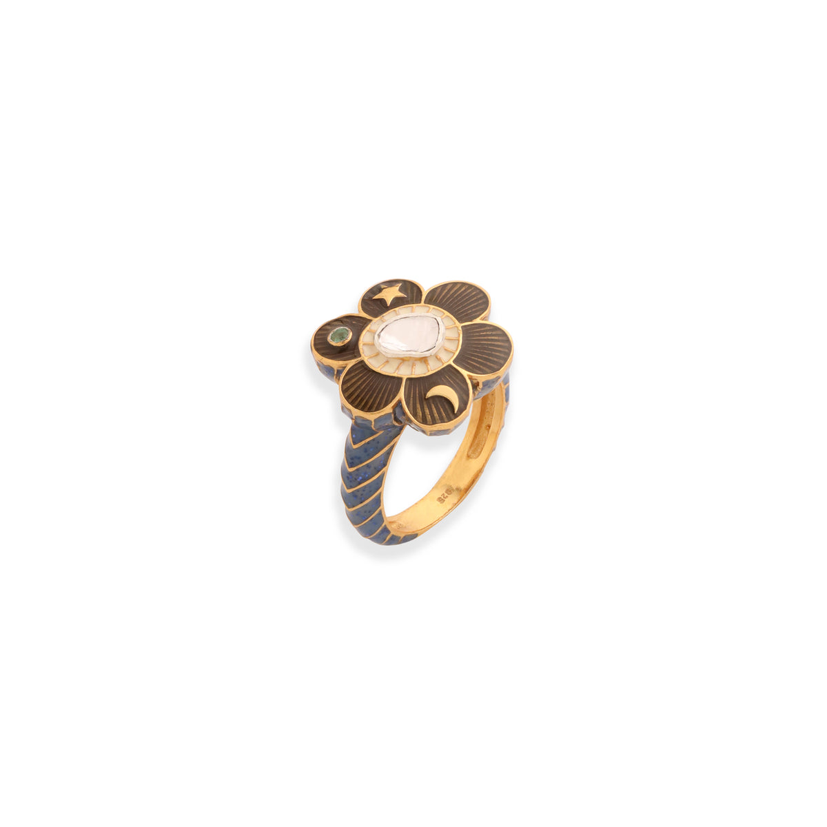 Pomelia Chand Sitara Ring - Smoky