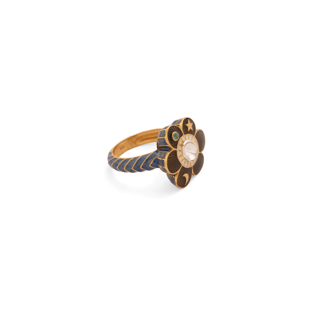 Pomelia Chand Sitara Ring - Smoky