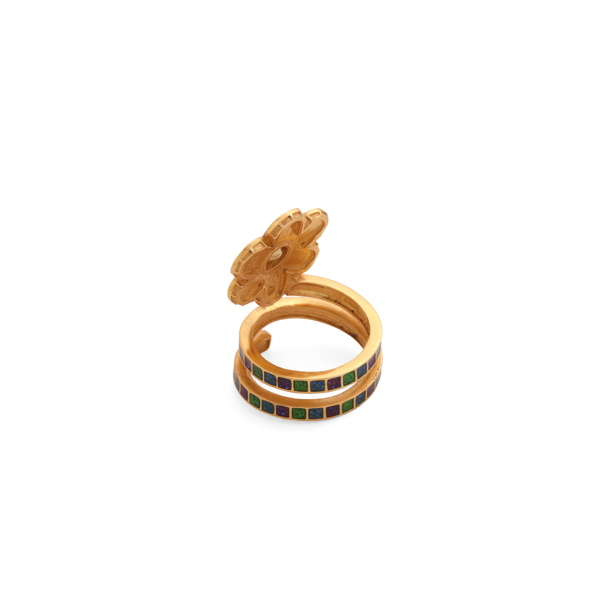 Pomelia Chand Sitara Spiral Ring - Pink