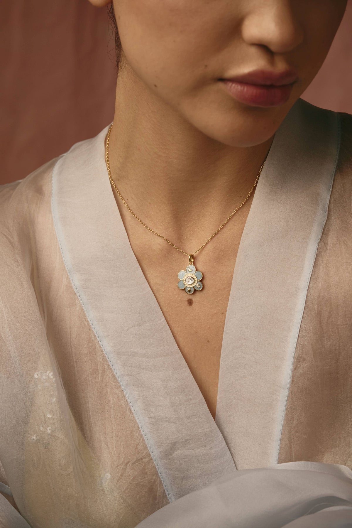 Pomelia Chand Sitara Neck chain - Sky Blue