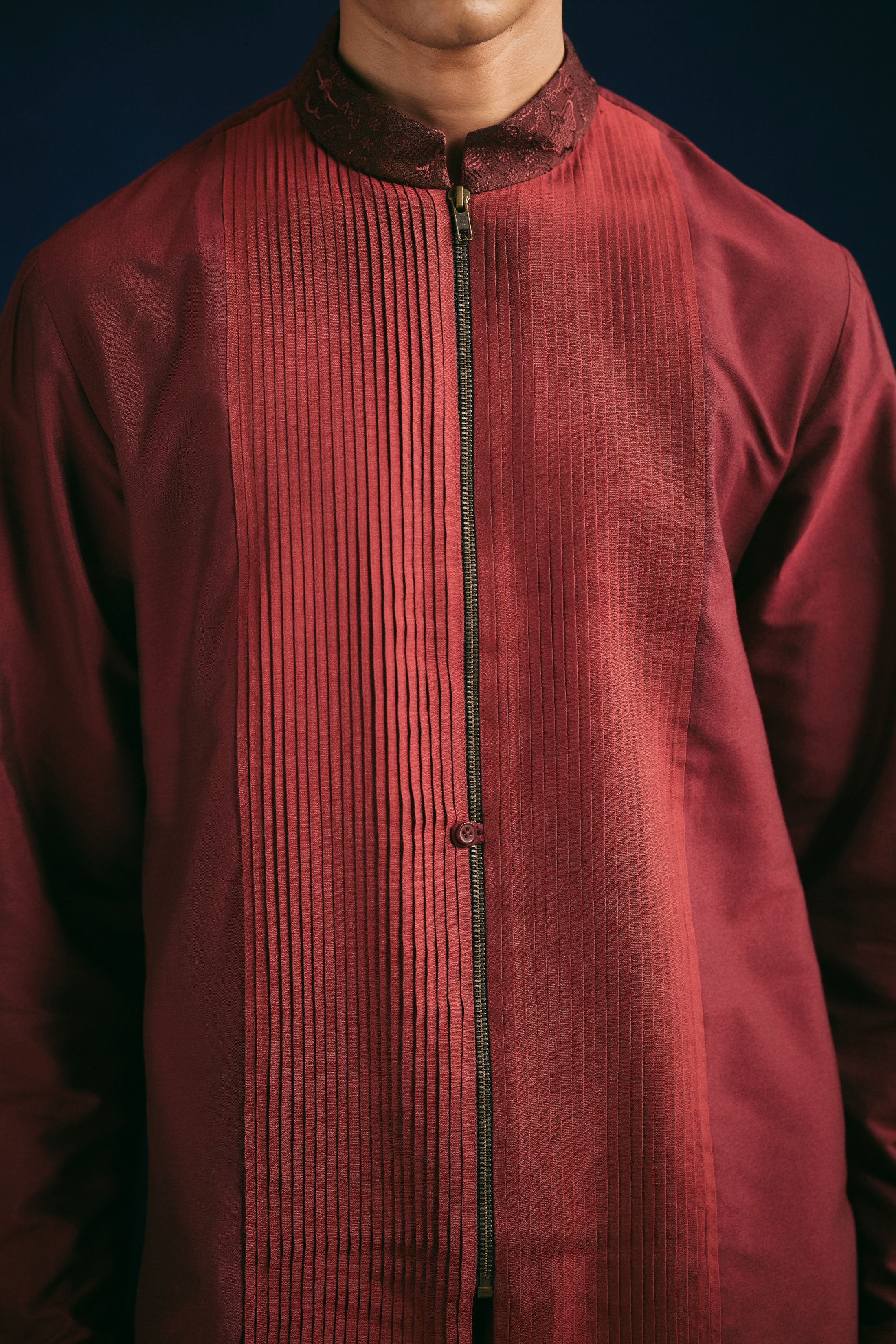 Pintuck Kurta Set - Maroon