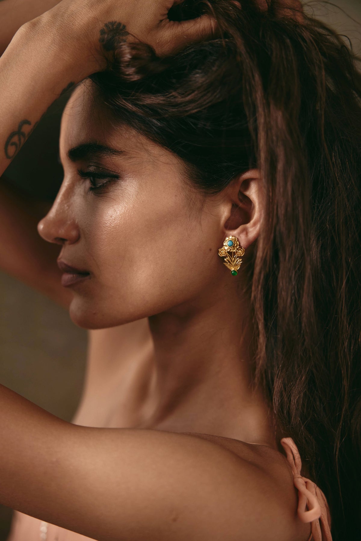 Aurelia Botanical Enamel Earrings - Turquoise  & Green