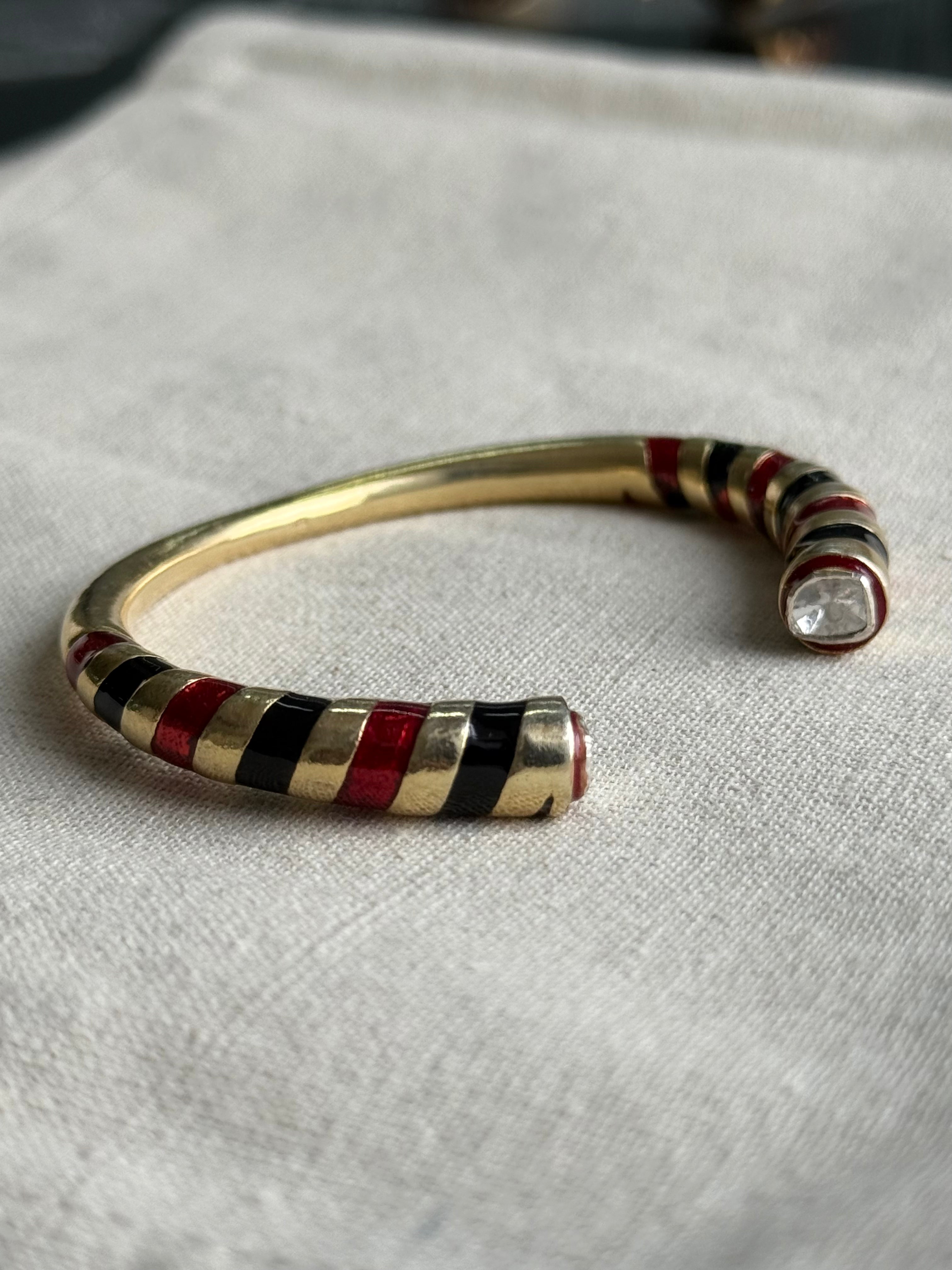 Palermo Dhari Cuff - Barn Red & Charcoal