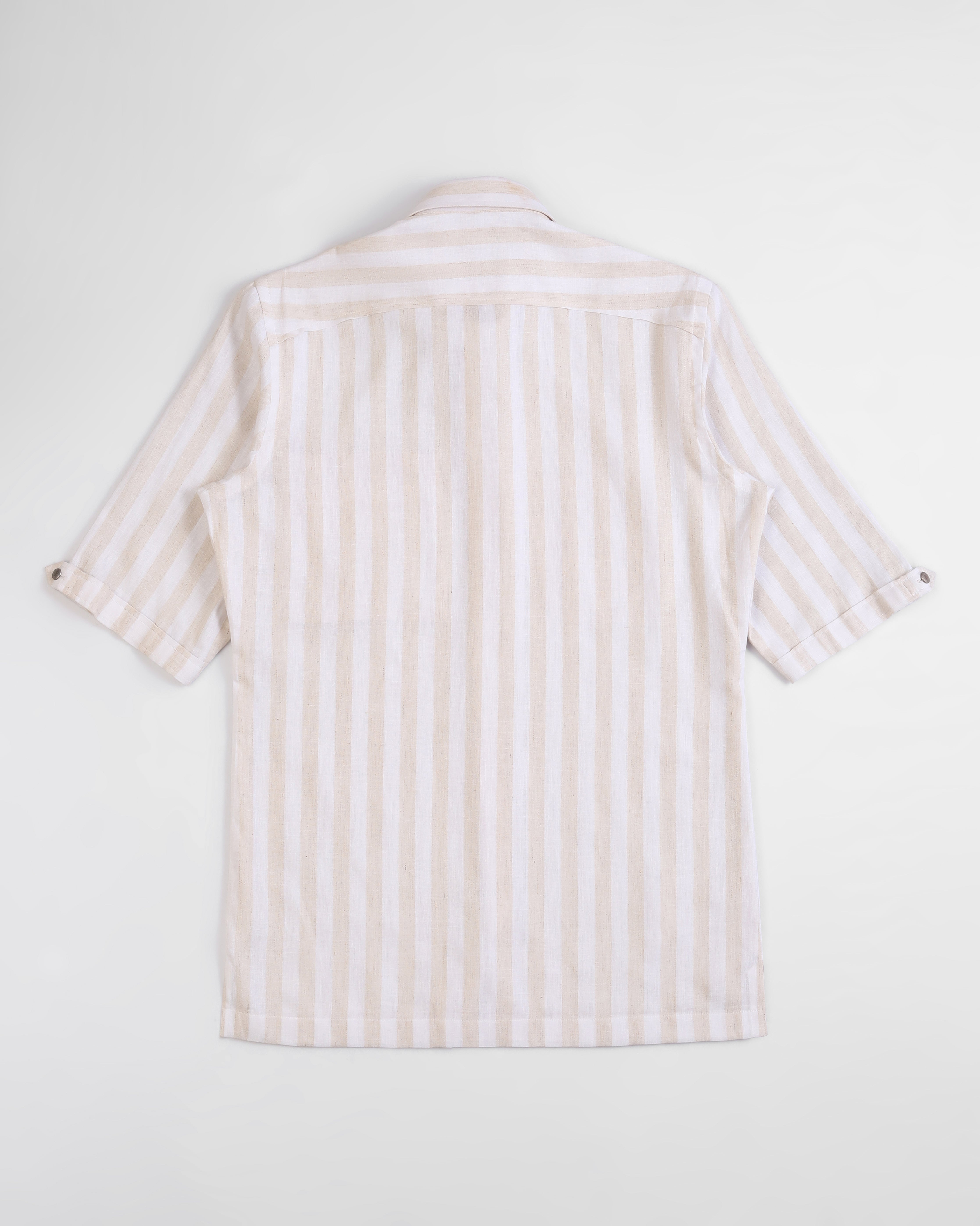 Crete - Stripe Cotton Linen Shirt - Ecru