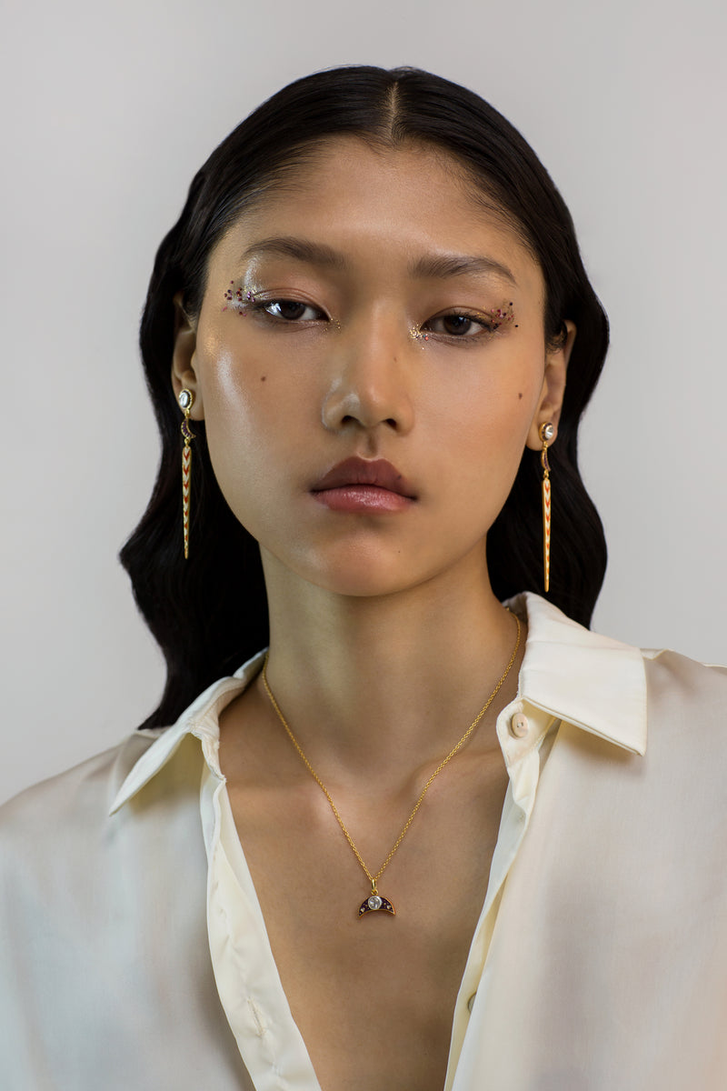 Crescent Moon Polki Neckchain