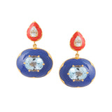 Farra Palma earrings - Berry Blue & Fire Red