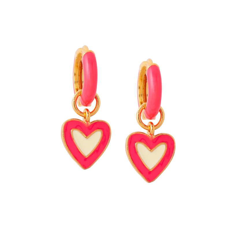 Loco Mini heart Hoops - Neon Pink