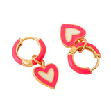 Loco Mini heart Hoops - Neon Pink