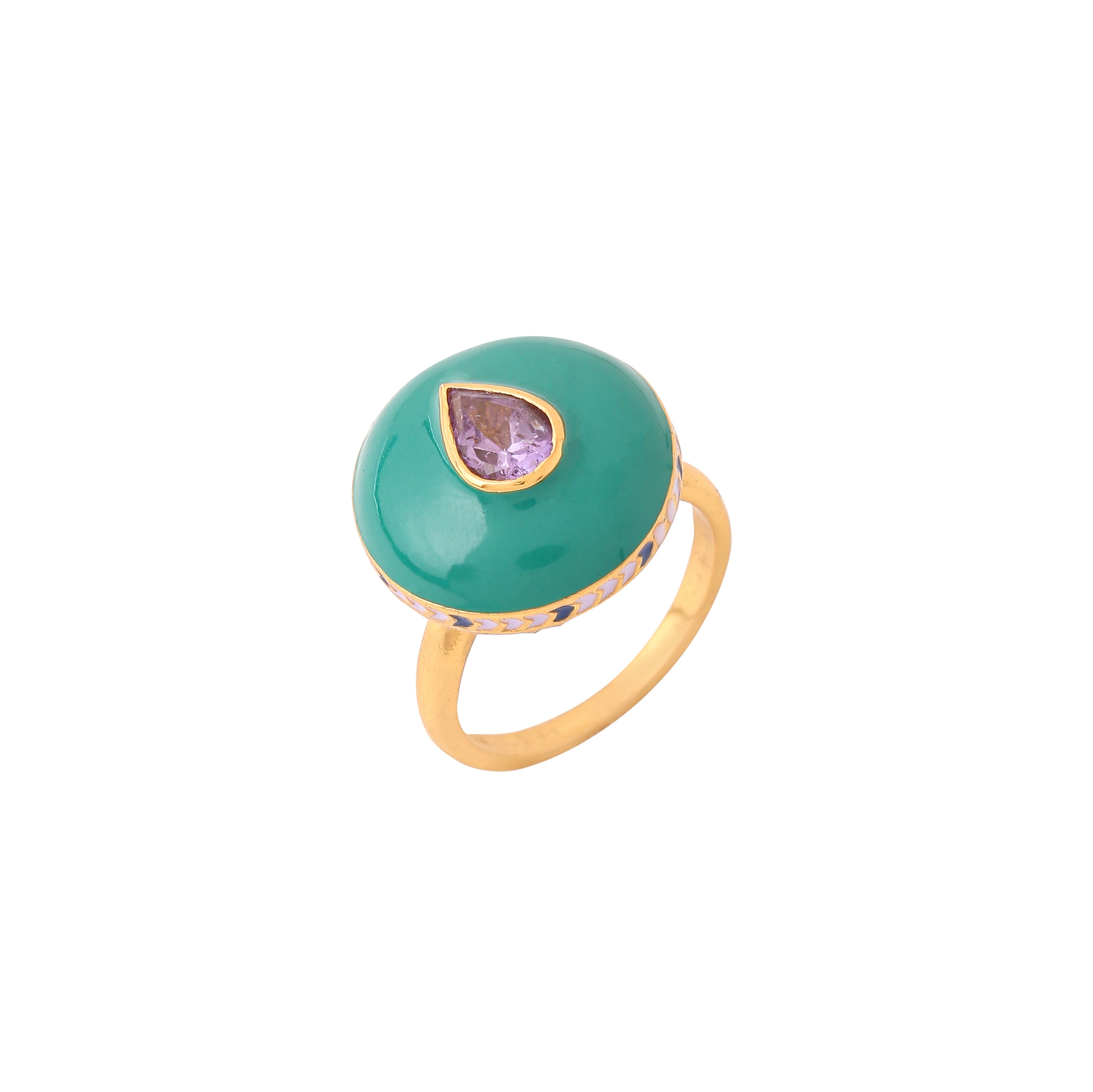 Parakeet Ring - Jungle green & Lavender