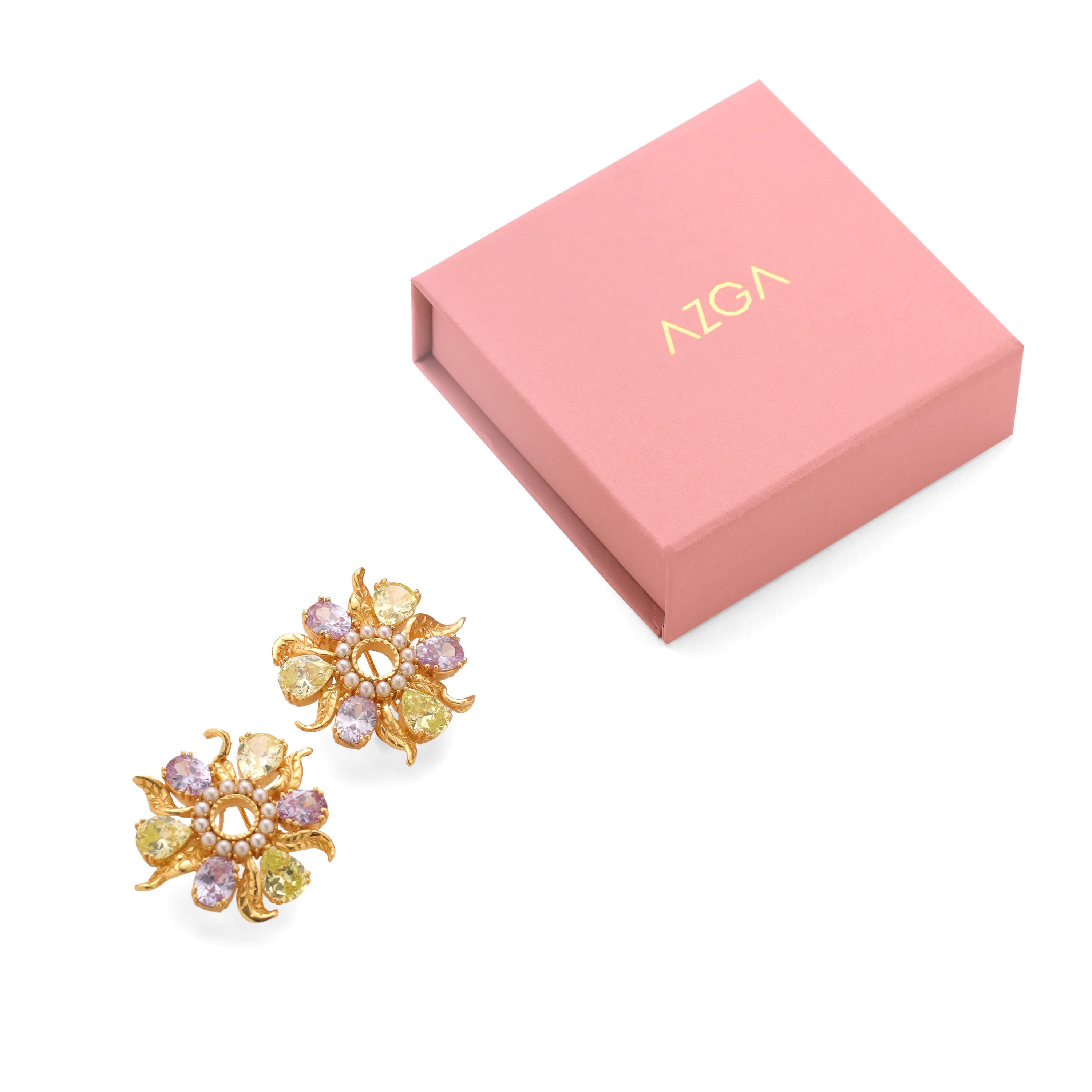 Spring Round stud - Crystal