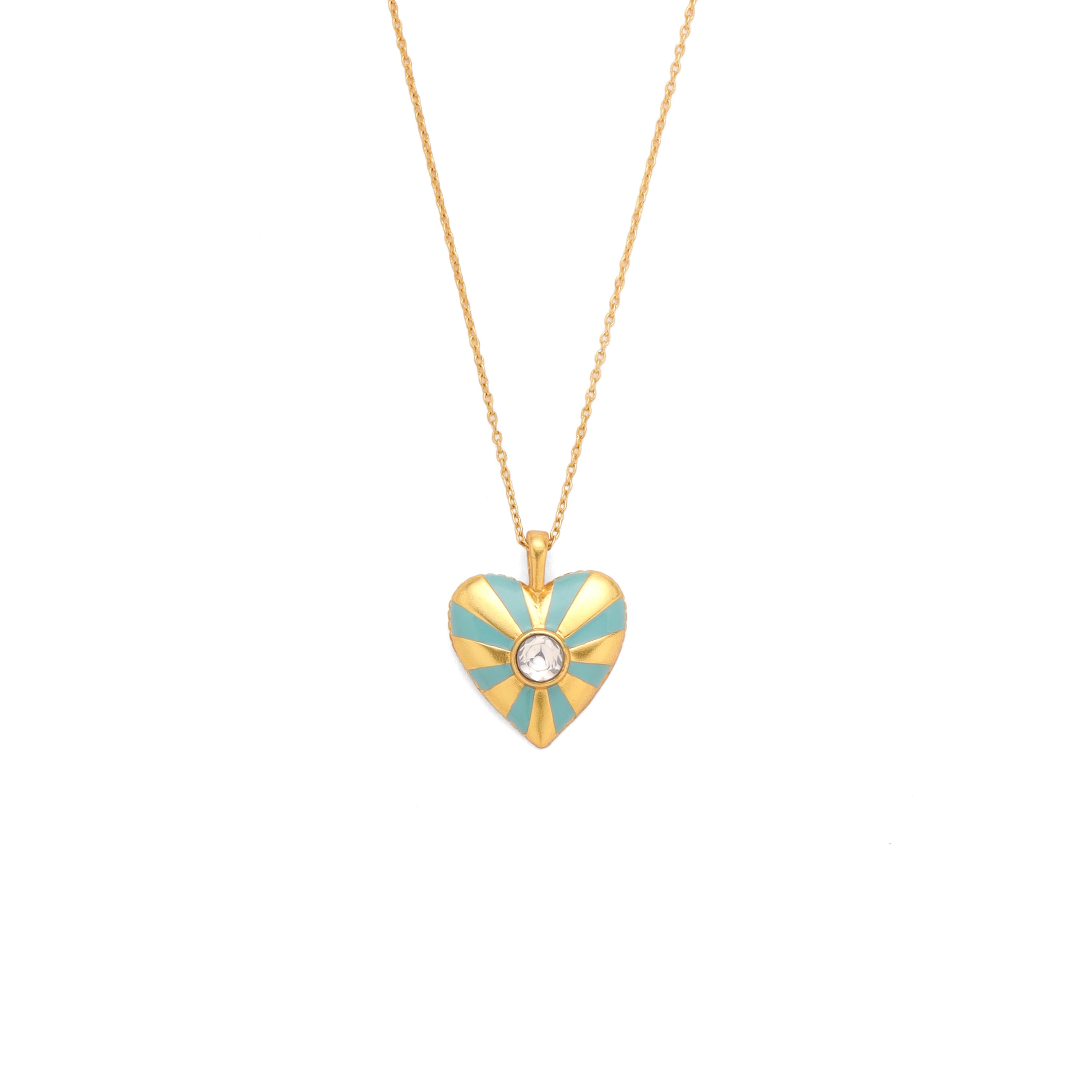 Heart Stripe Necklace - Turquoise
