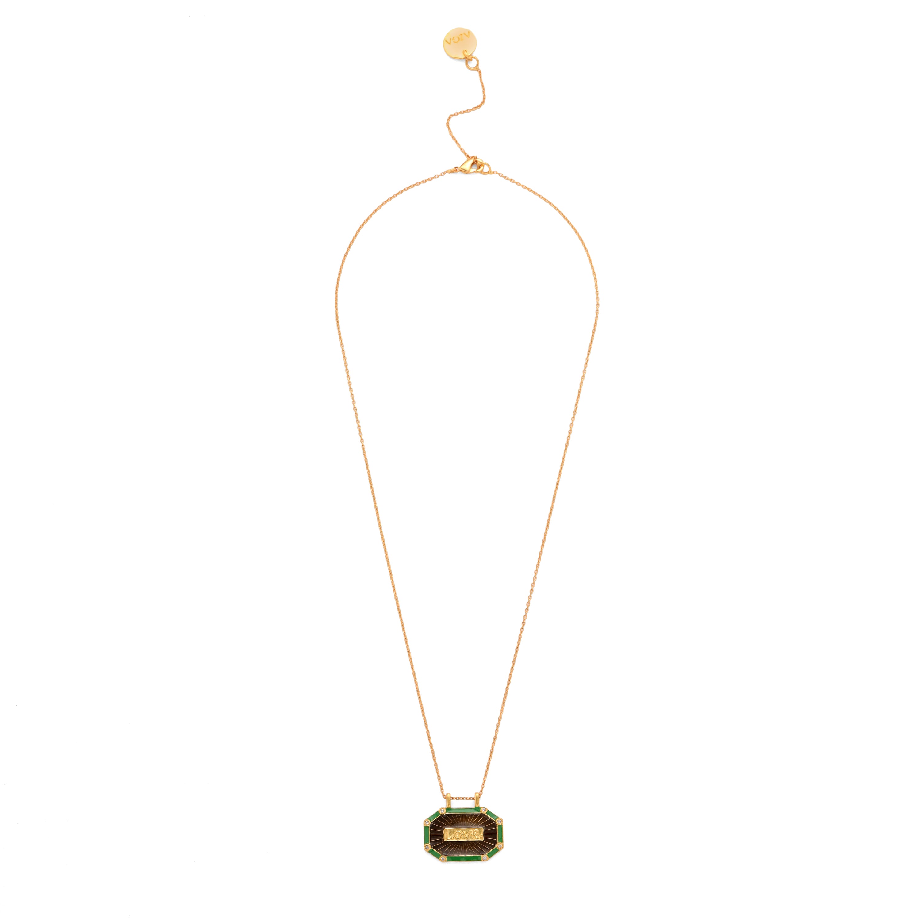 Love Medallion Necklace - Smoky & Green