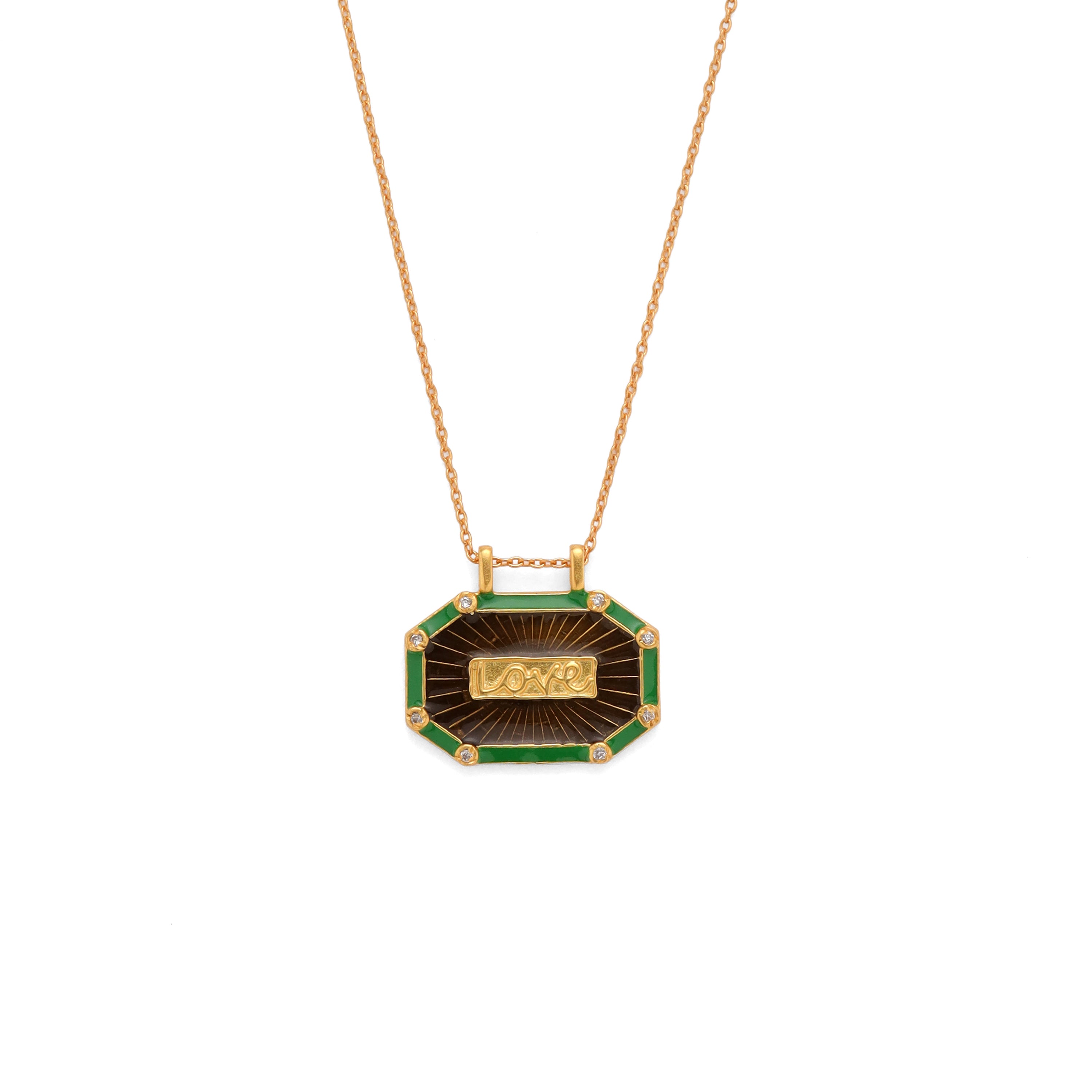 Love Medallion Necklace - Smoky & Green
