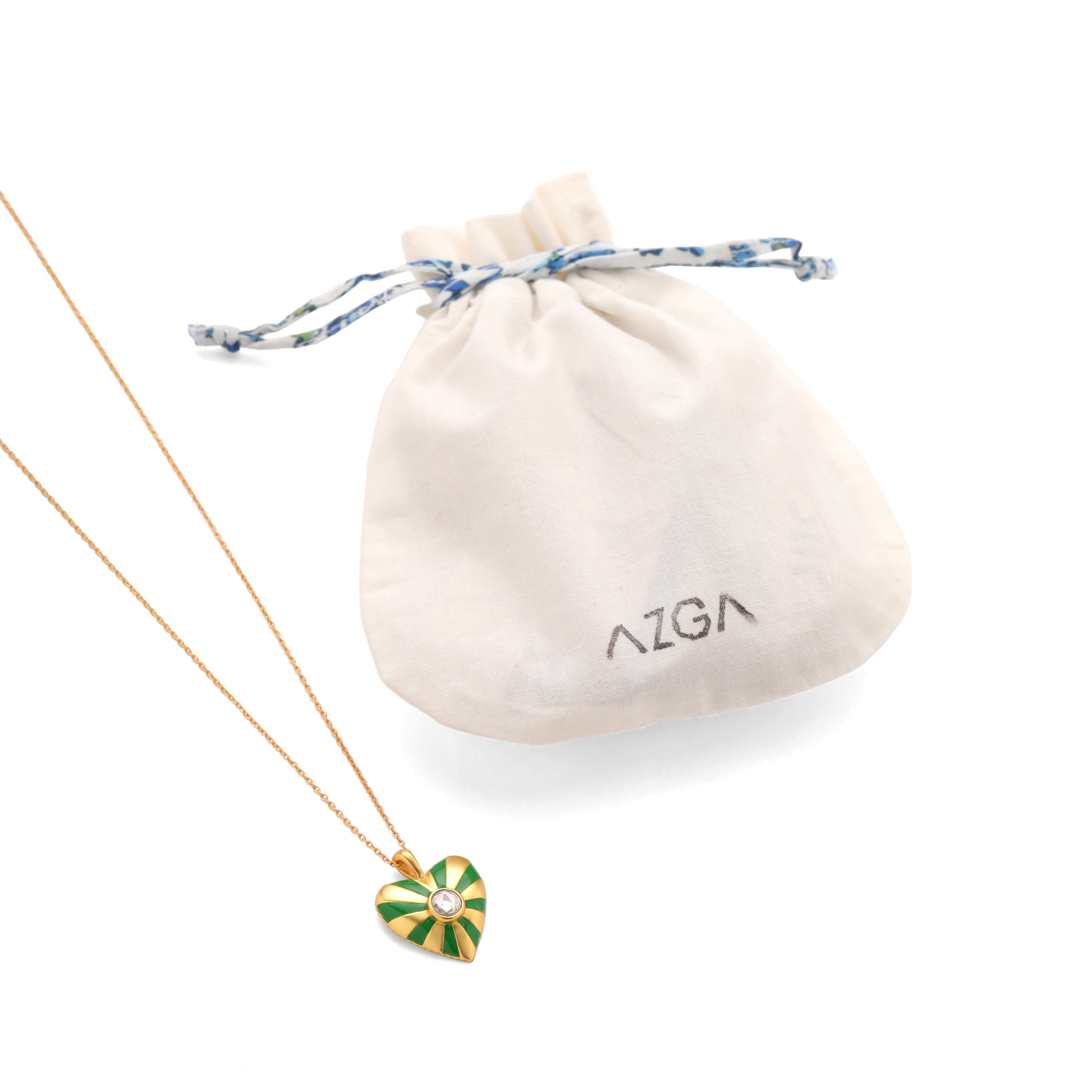 Heart Stripe Necklace - Green