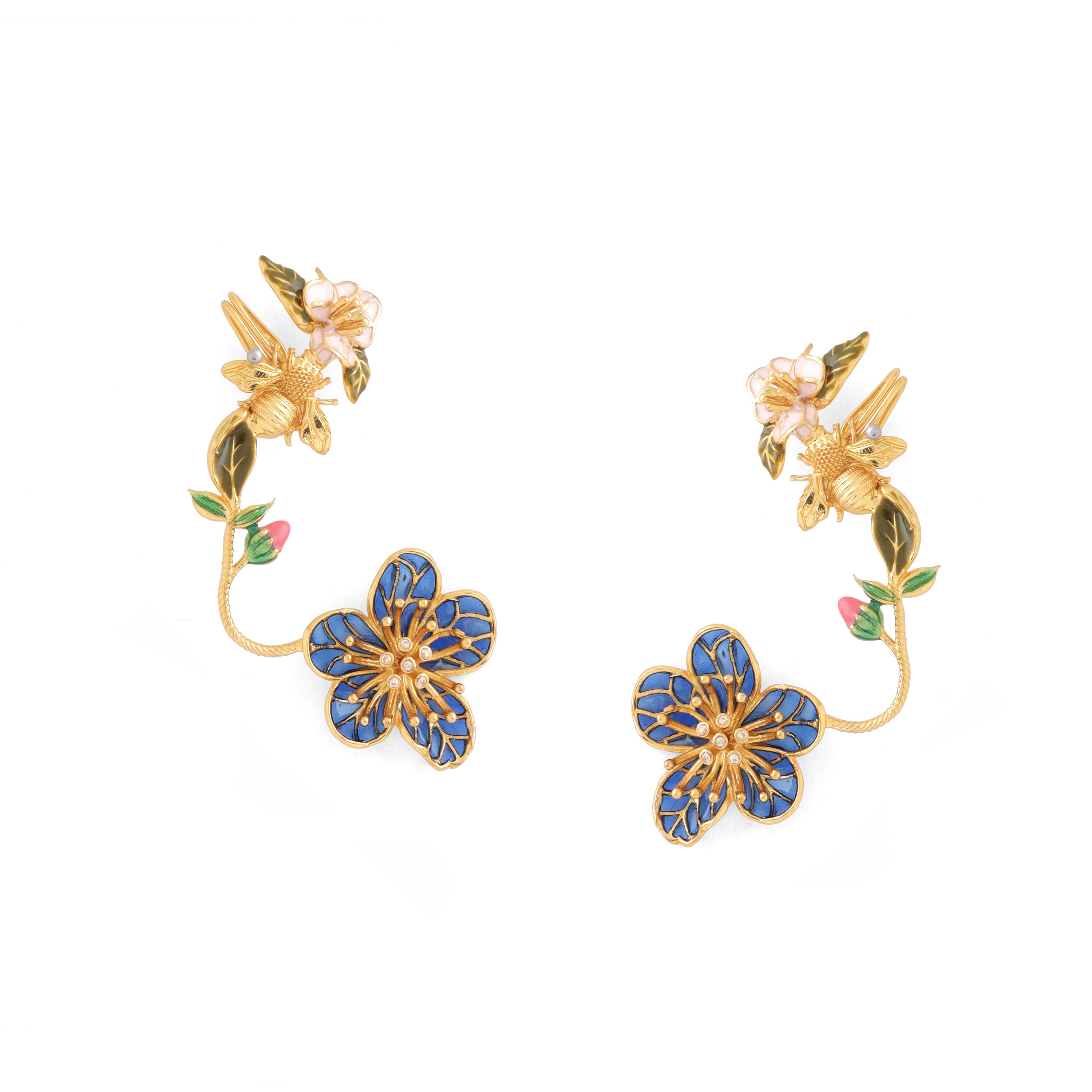 Flower ear cuff ブルー Buy Blue Oona Floral Ear Cuff - Azga