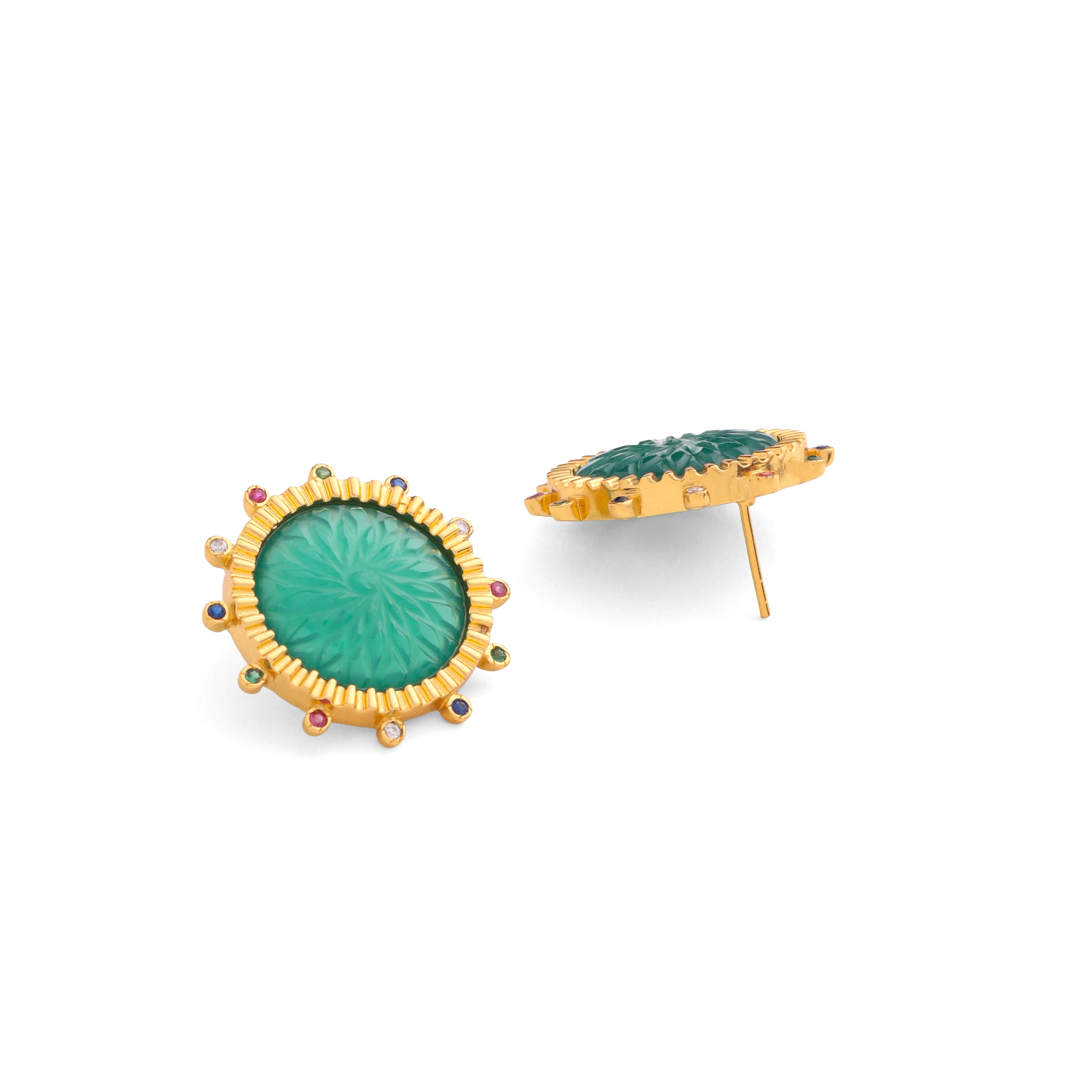 Green Onyx Carved Studs