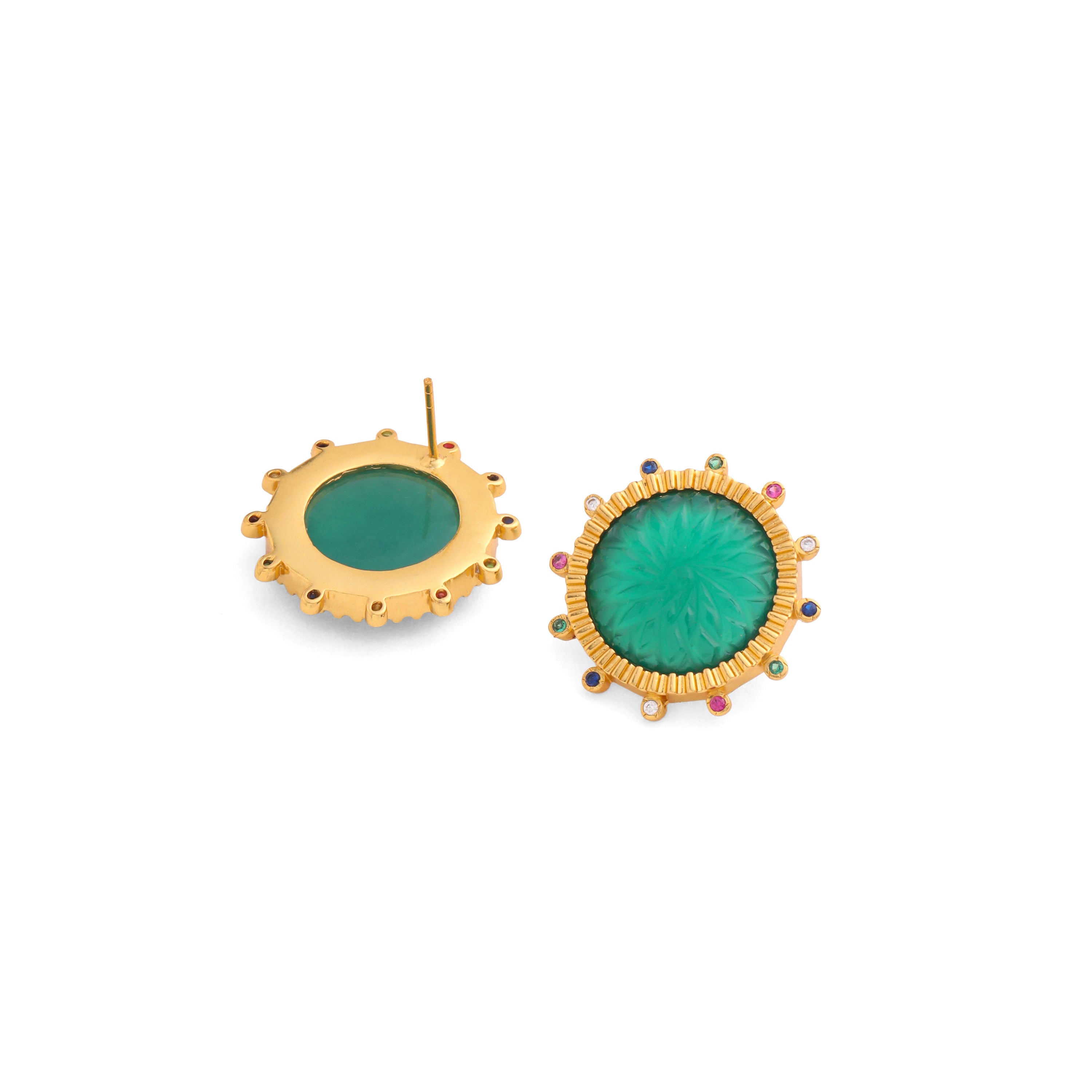 Green Onyx Carved Studs