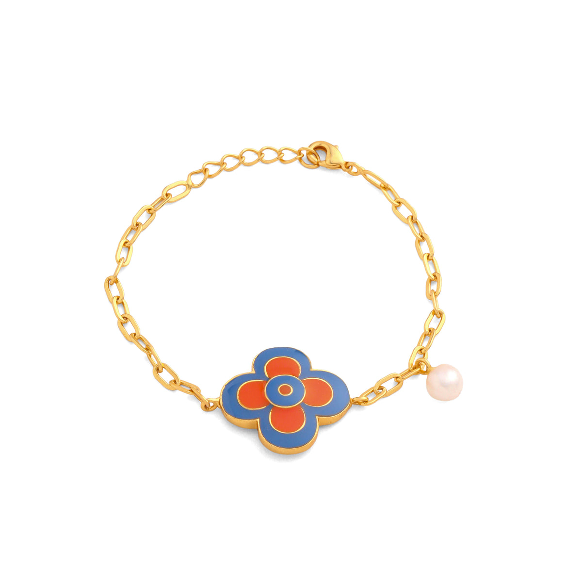 Buy Tangerine & Blue Le Flore Bracelet - Azga