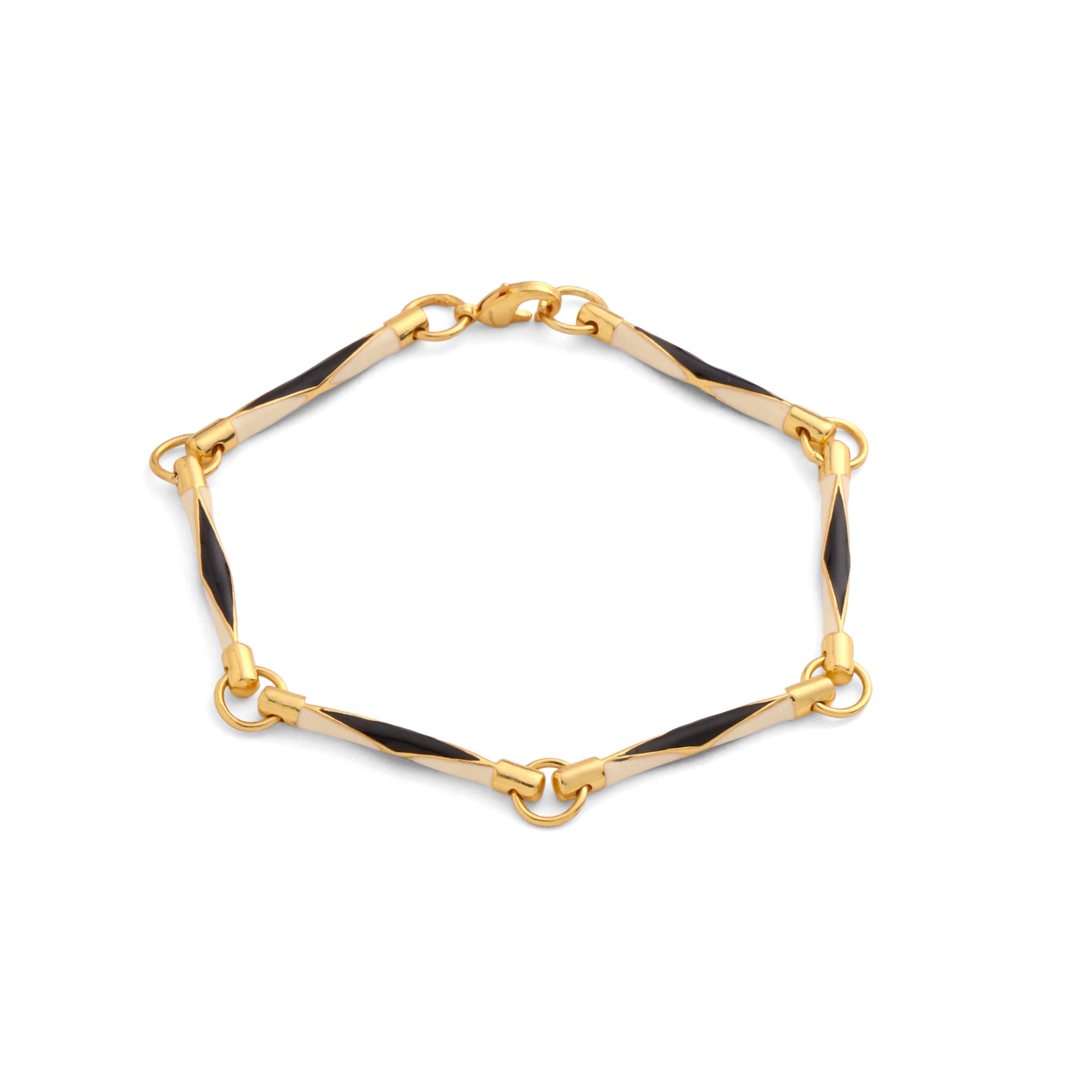 Art Deco Enamel Bracelet - Black & White