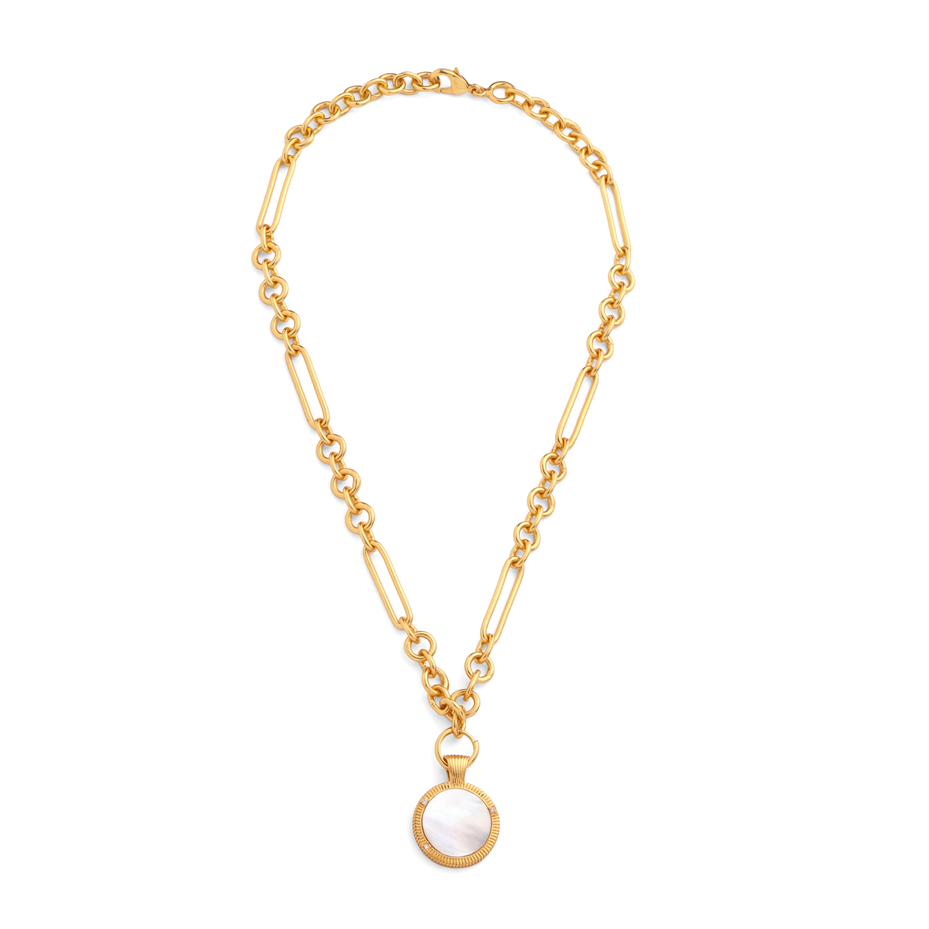 Mother of Pearl Charm Inlay Necklace