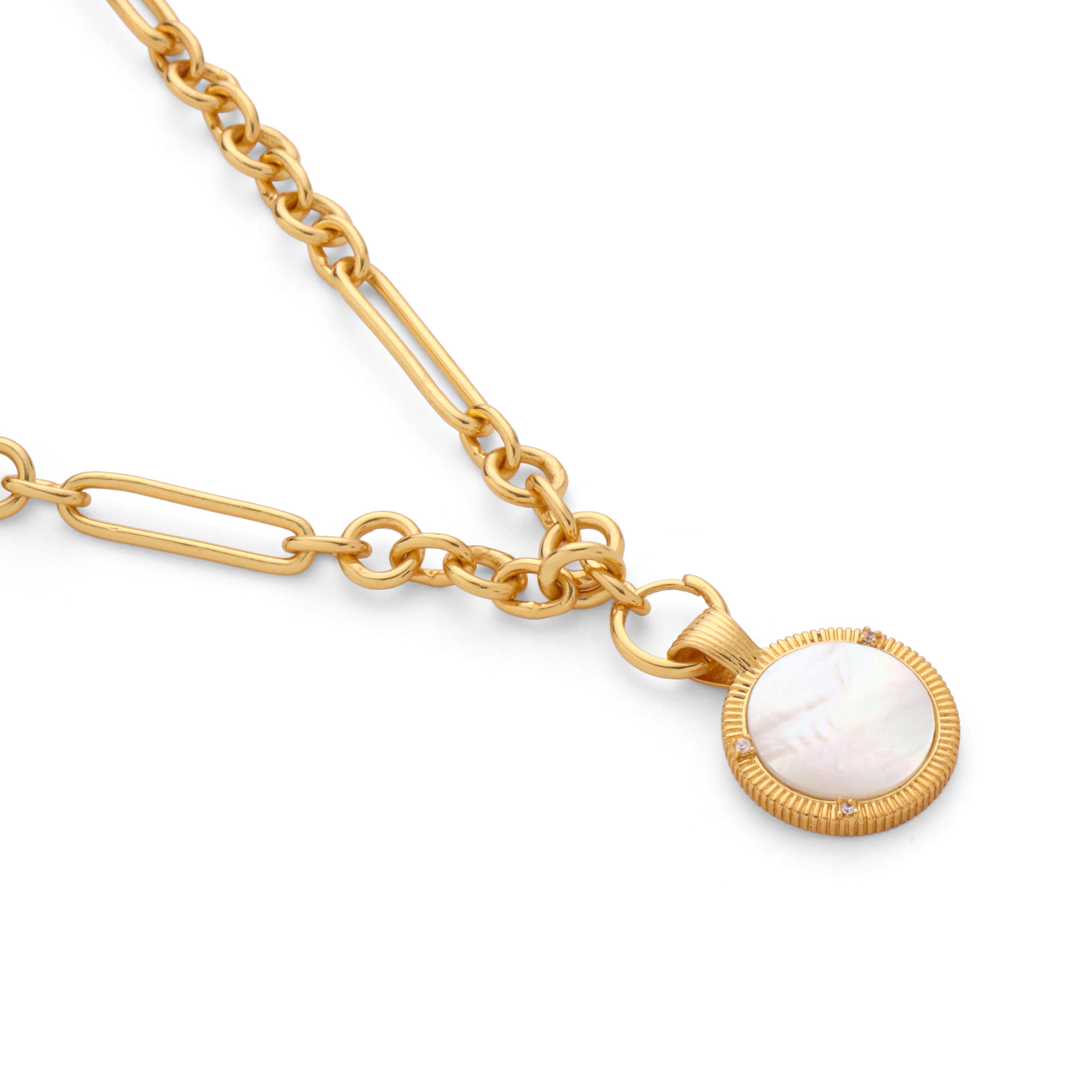 Mother of Pearl Charm Inlay Necklace