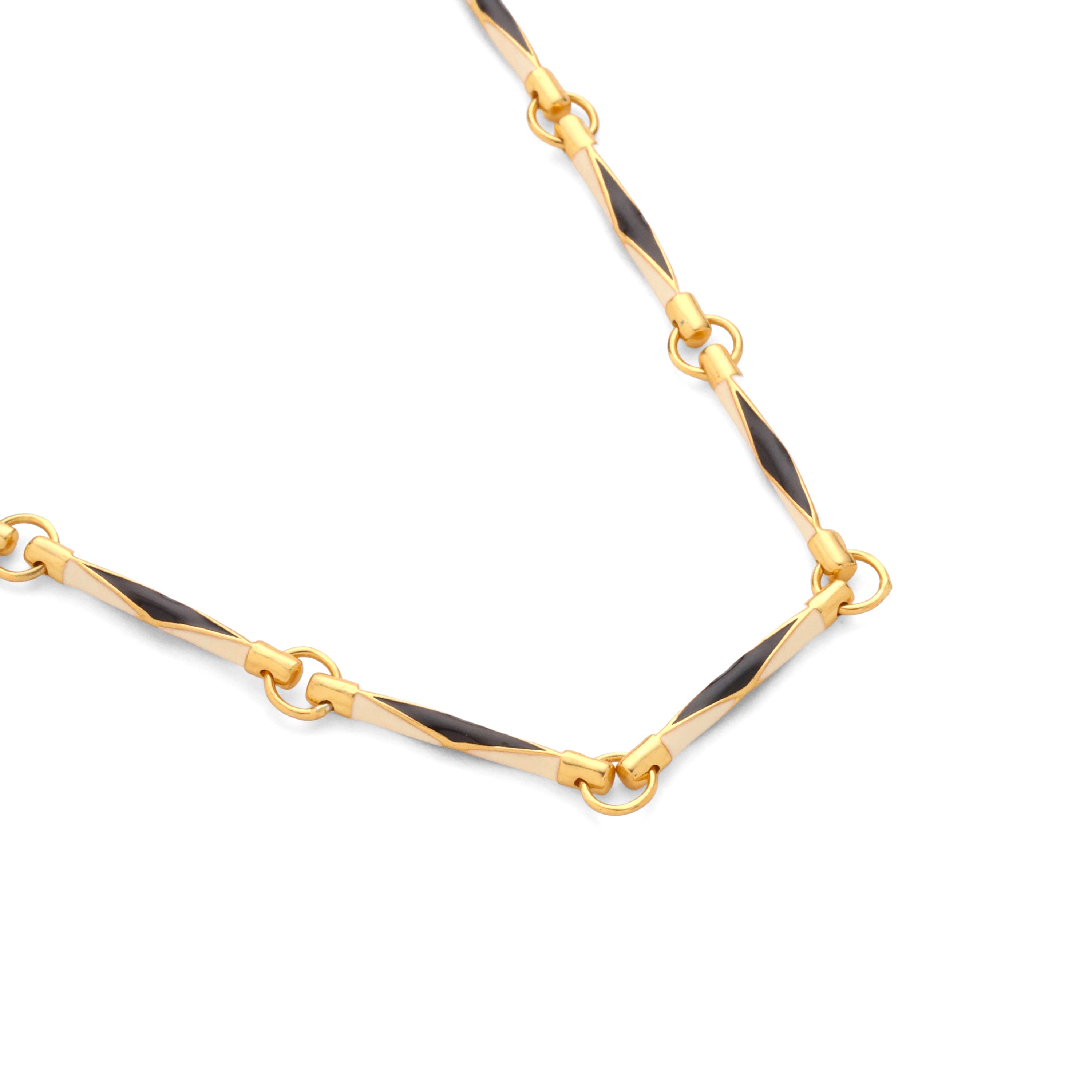 Art Deco Enamel Necklace - Black & White