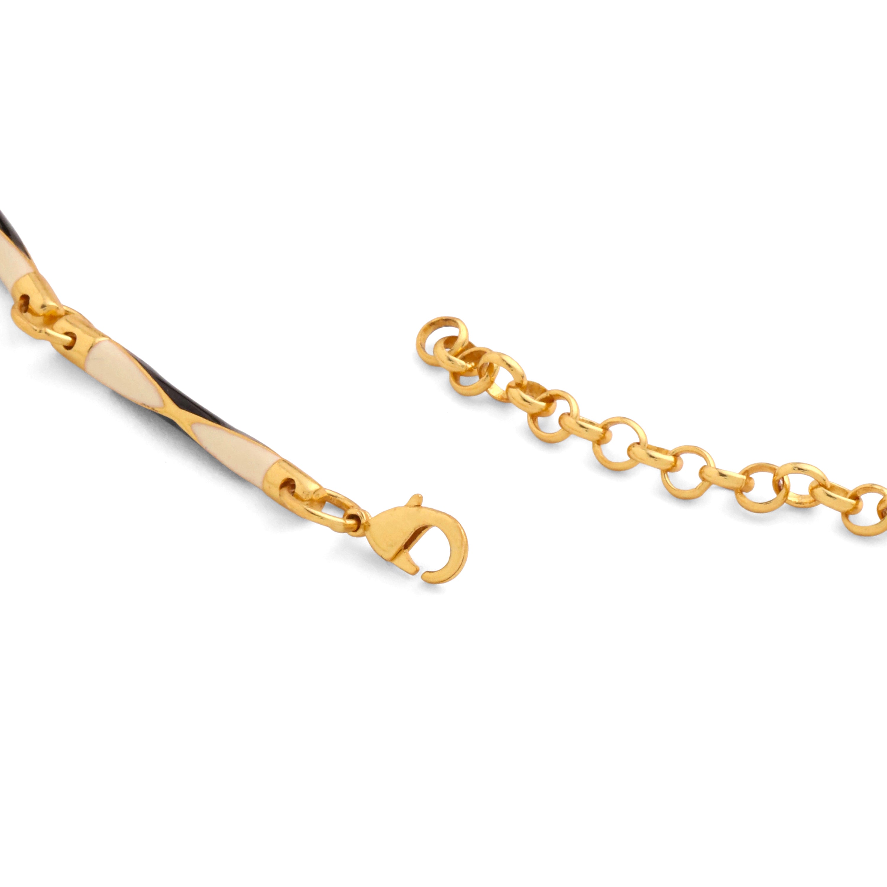 Art Deco Enamel Necklace - Black & White