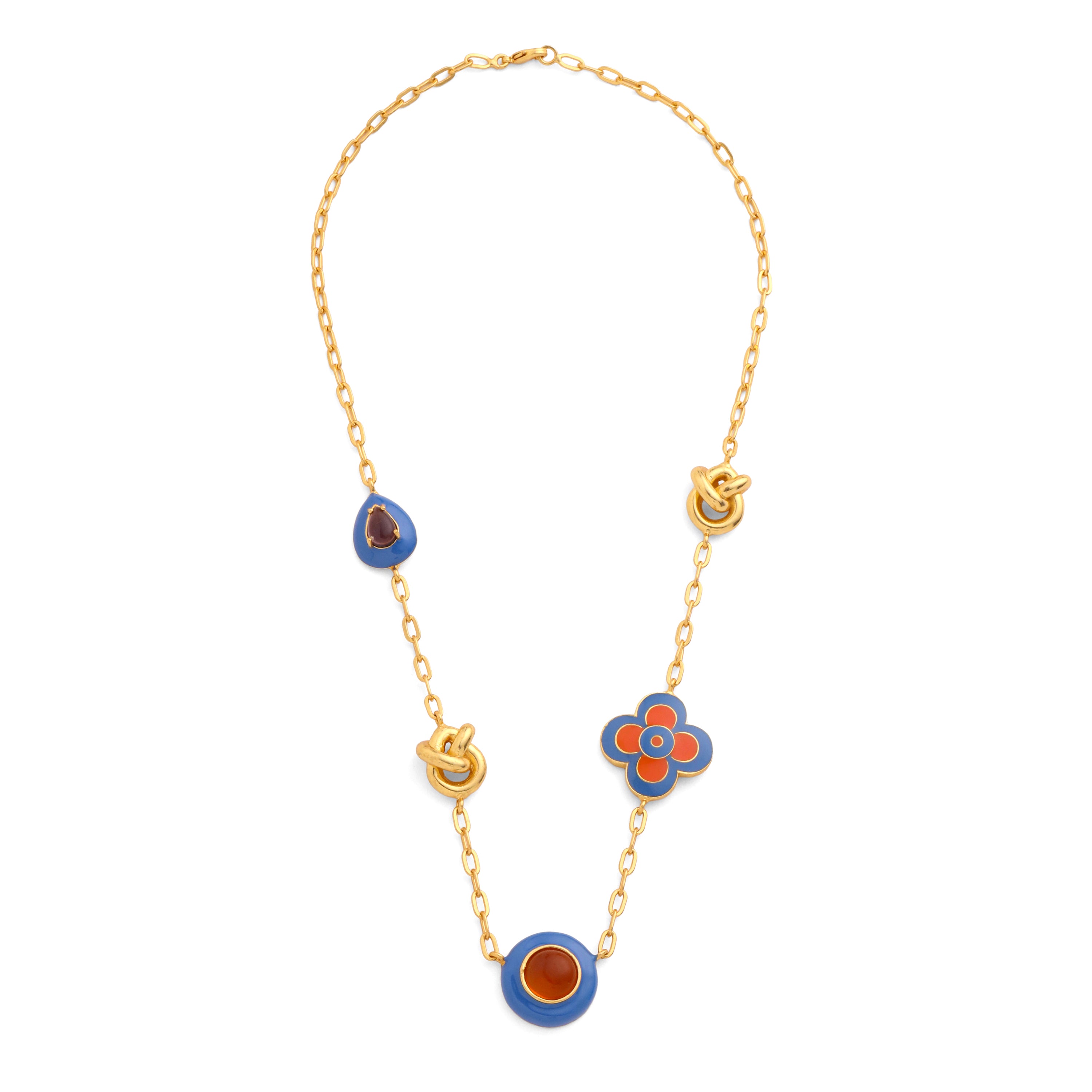 La mer necklace -Tangerine & Blue
