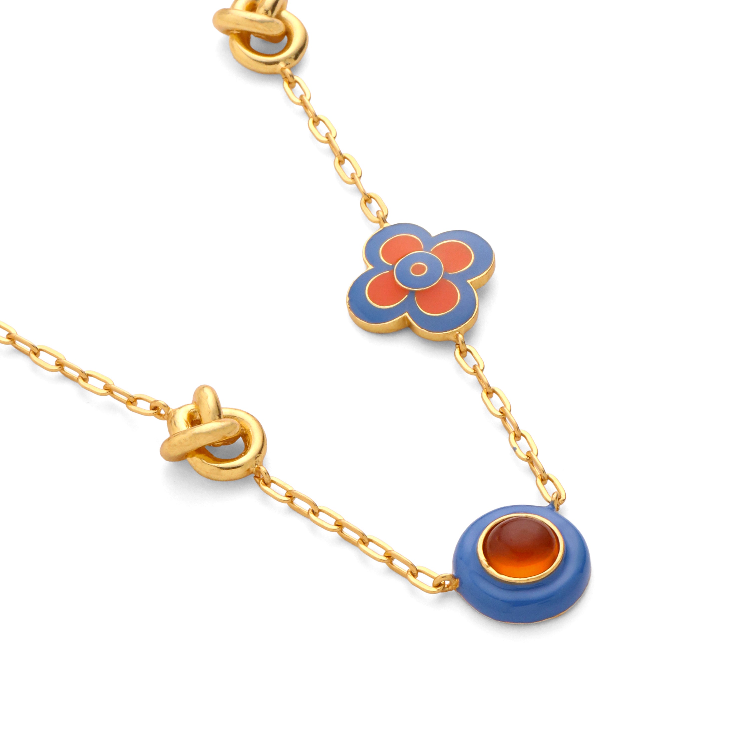 La mer necklace -Tangerine & Blue