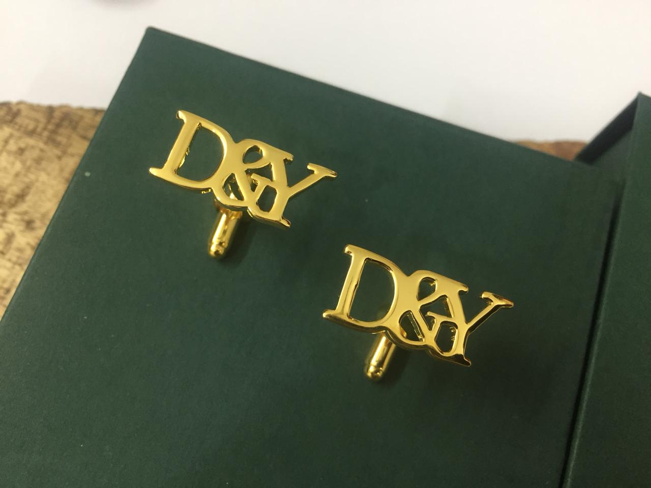 Triple Initial Cufflinks with Engraving