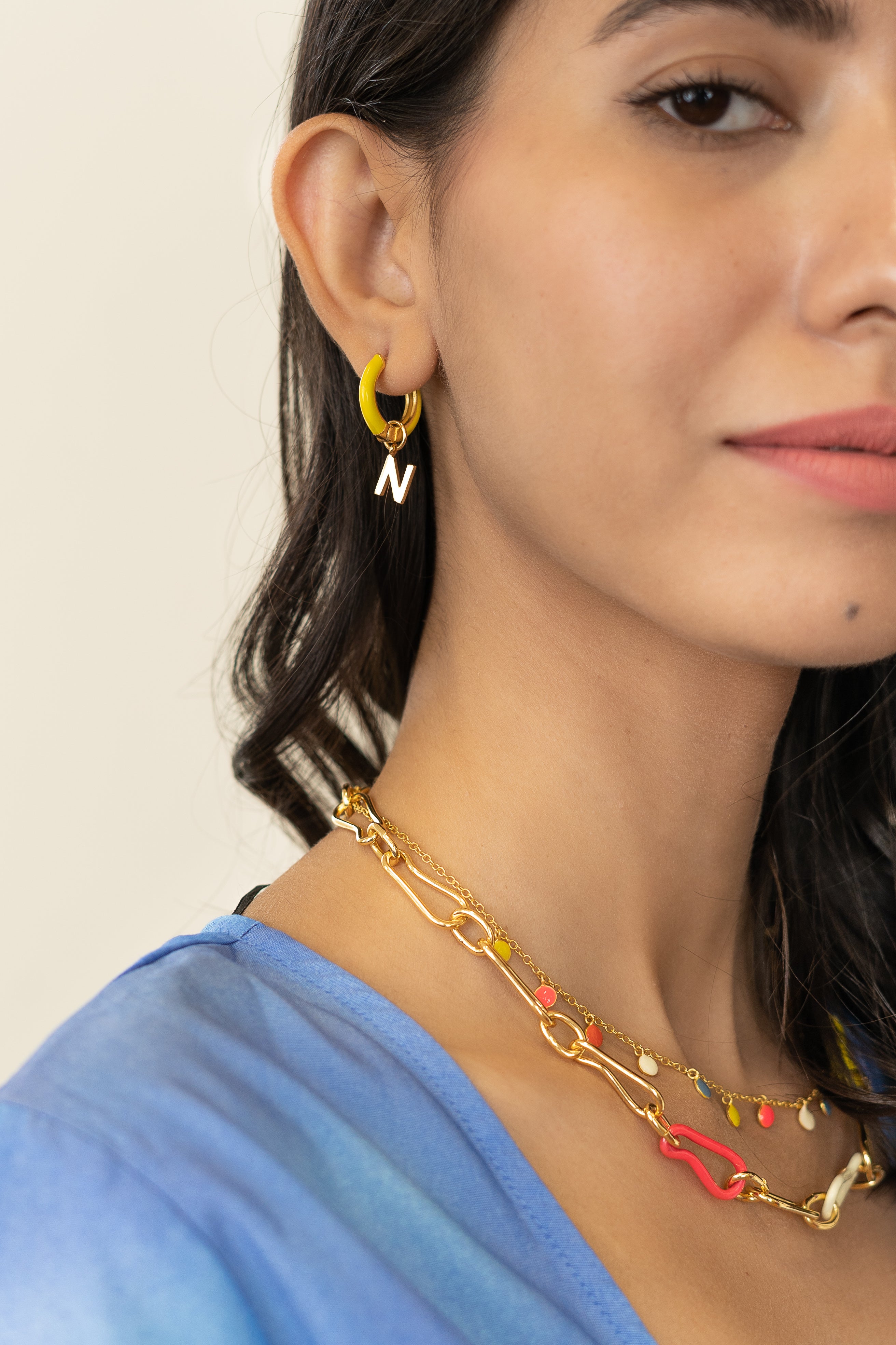 Loco Midi Initial Hoops - Dopamine yellow