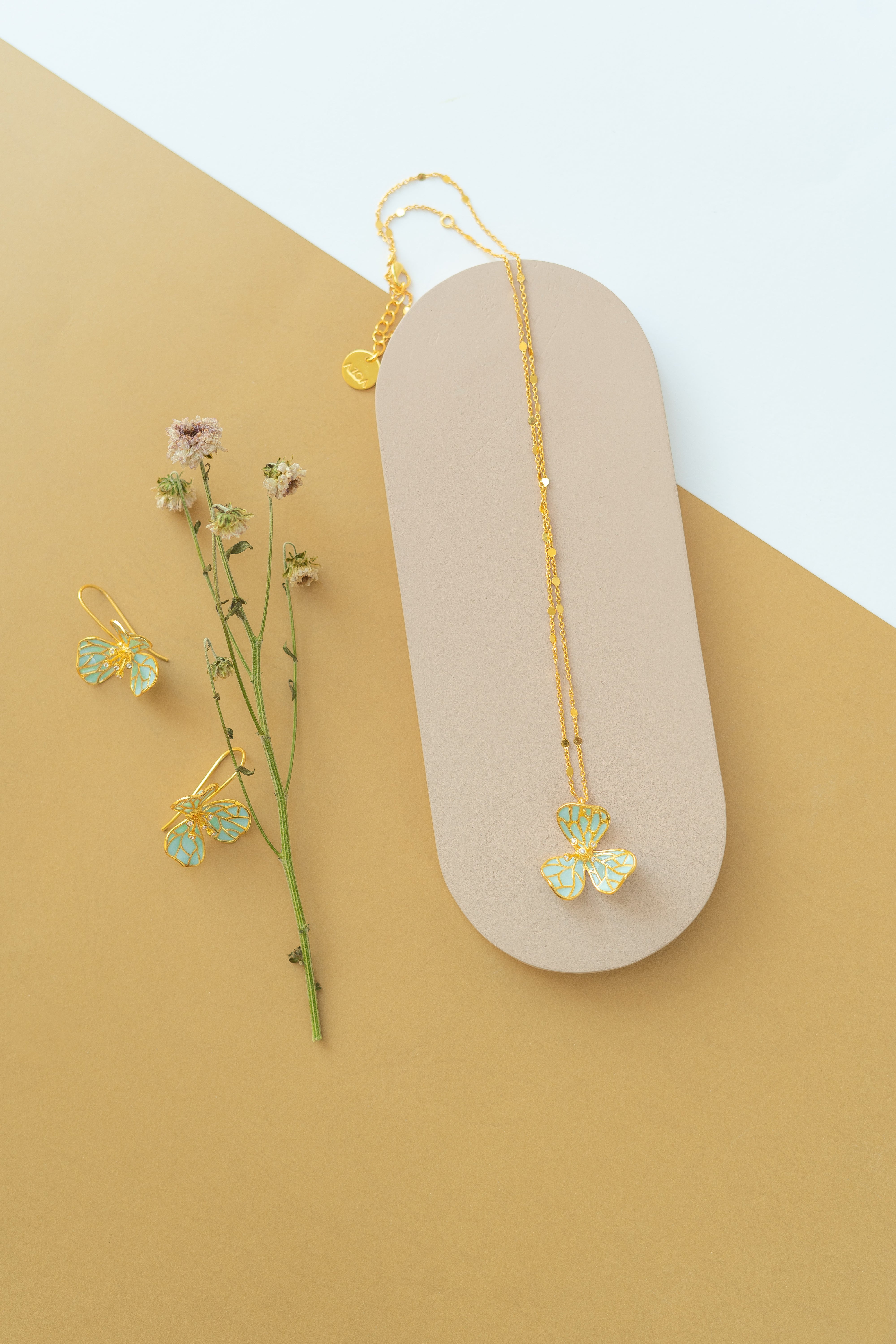 Tiny Fiore Earrings - Powder Blue