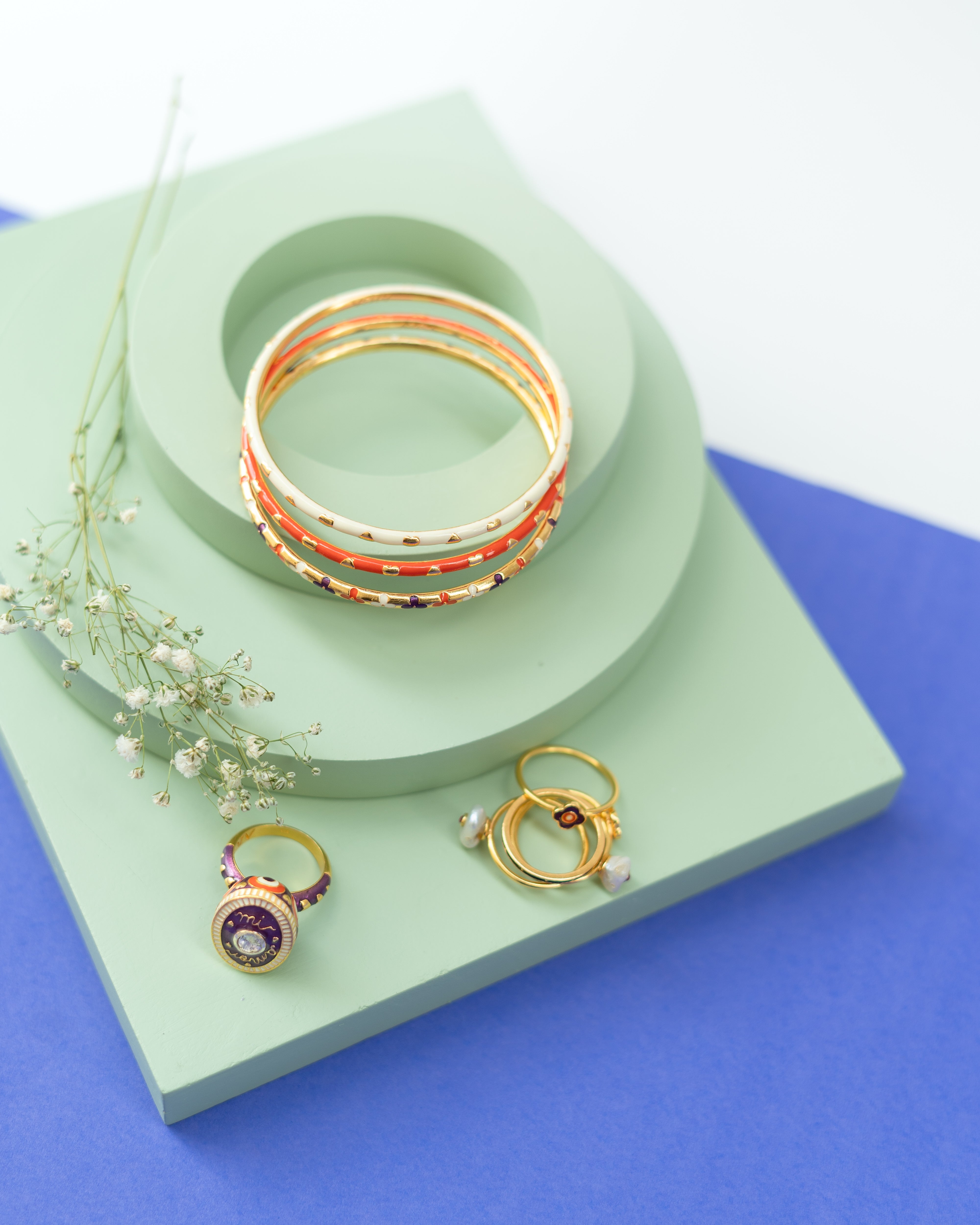 Heart Enamel Bangle - Tangerine