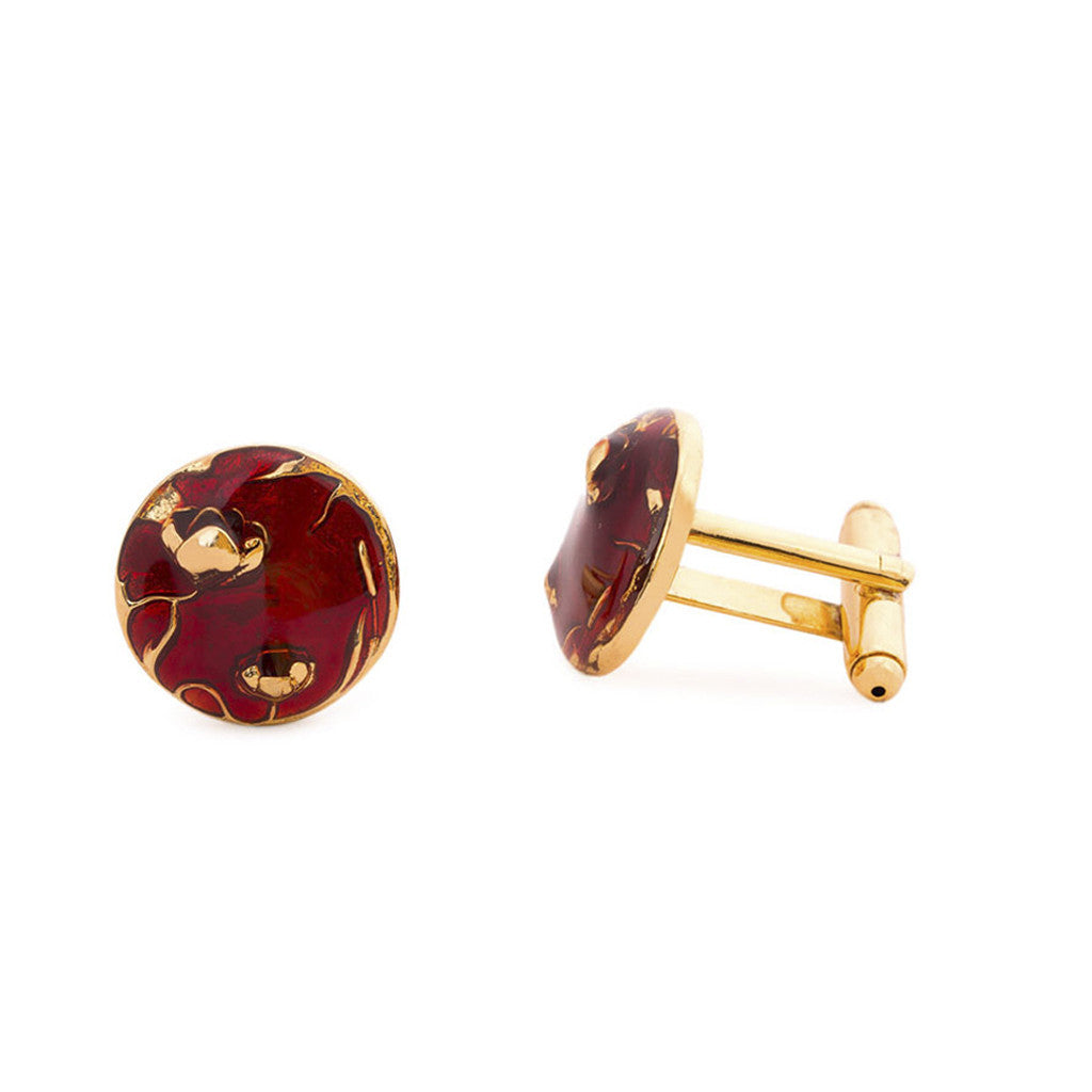 Bloom Maroon Cufflinks - AZGA