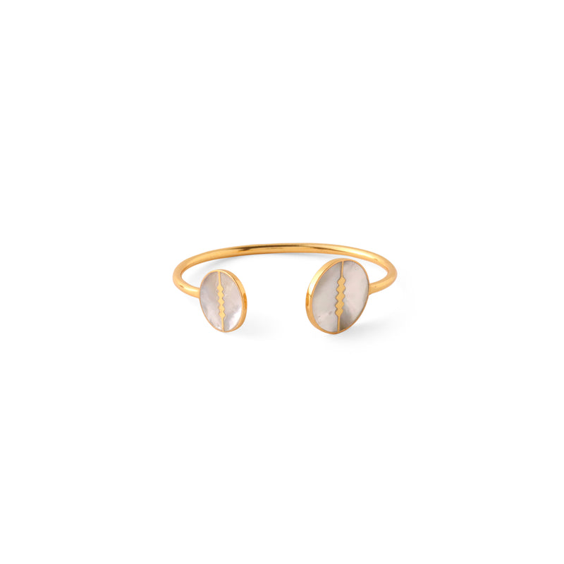 Fretwork mother of pearl bangle