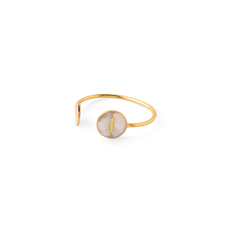 Fretwork mother of pearl bangle