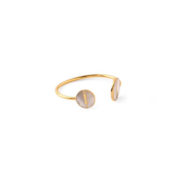Fretwork mother of pearl bangle