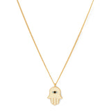 Hamsa Hand Neck Chain - Ivory Gold