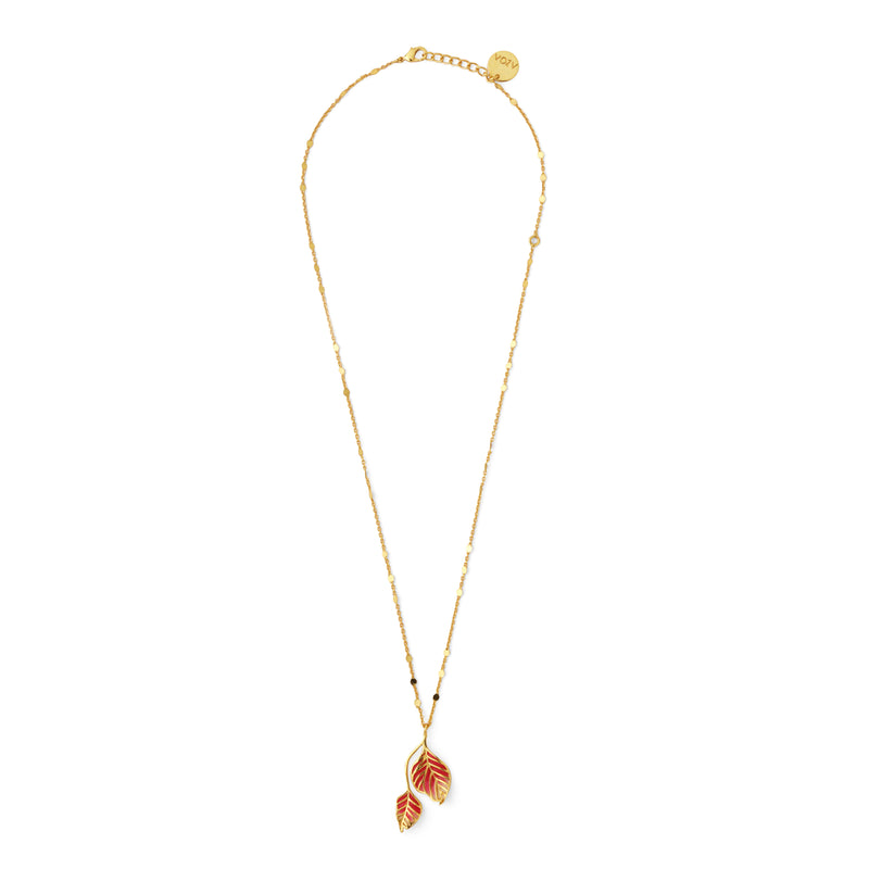 Leaf neckchain - Pink and Ivory