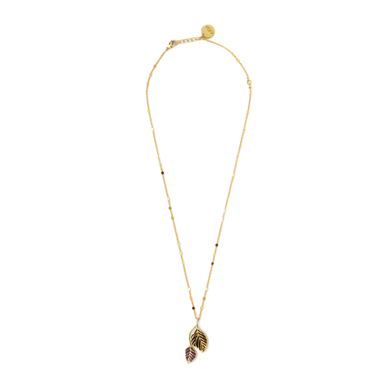 Leaf neckchain - Amethyst and Smoky