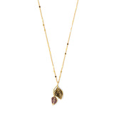 Leaf neckchain - Amethyst and Smoky