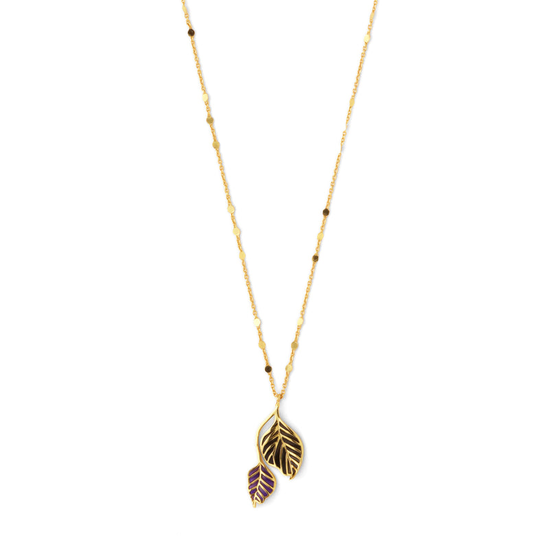 Leaf neckchain - Amethyst and Smoky